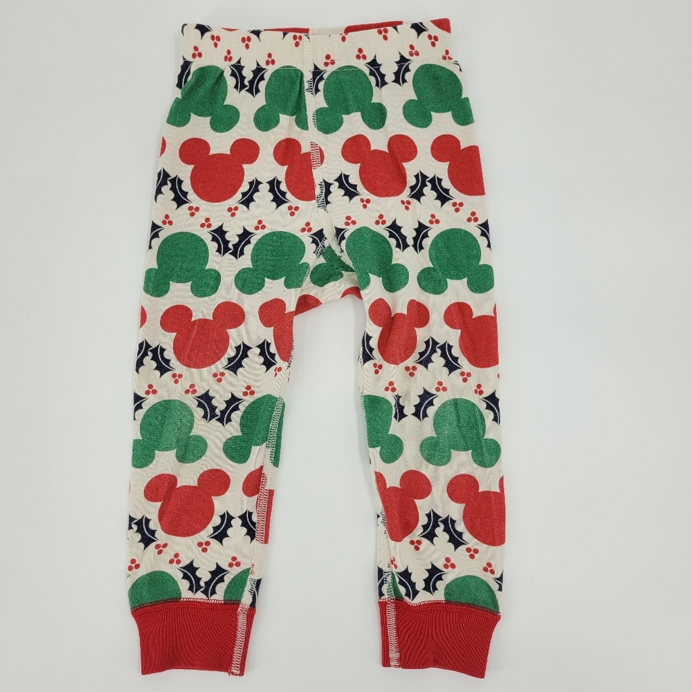 Hanna Andersson Disney Pajama Pants Mickey Print Green Red Organic Cotton Size 2